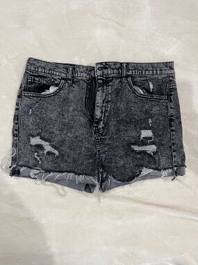 Kohl's Black Washed Distressed Jean Shorts - Women